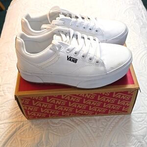 Vans Seldan Platform St, White, Canvas, Women size 6.0